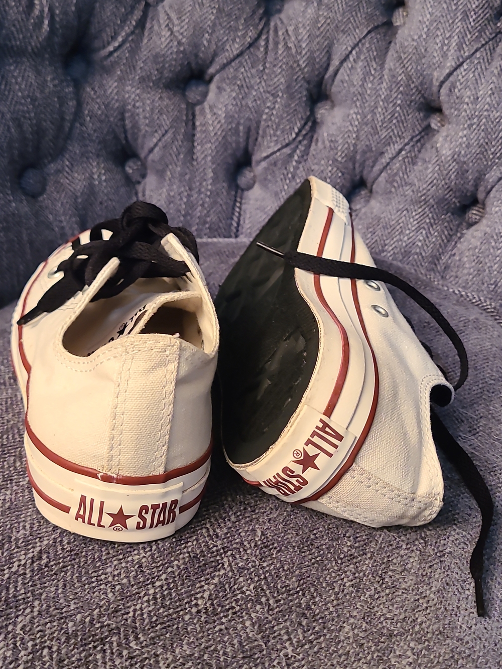 Limited Edition Converse White Low-Top Sneakers Love Hate Graphics Unisex M5 W7 - Picture 10 of 16